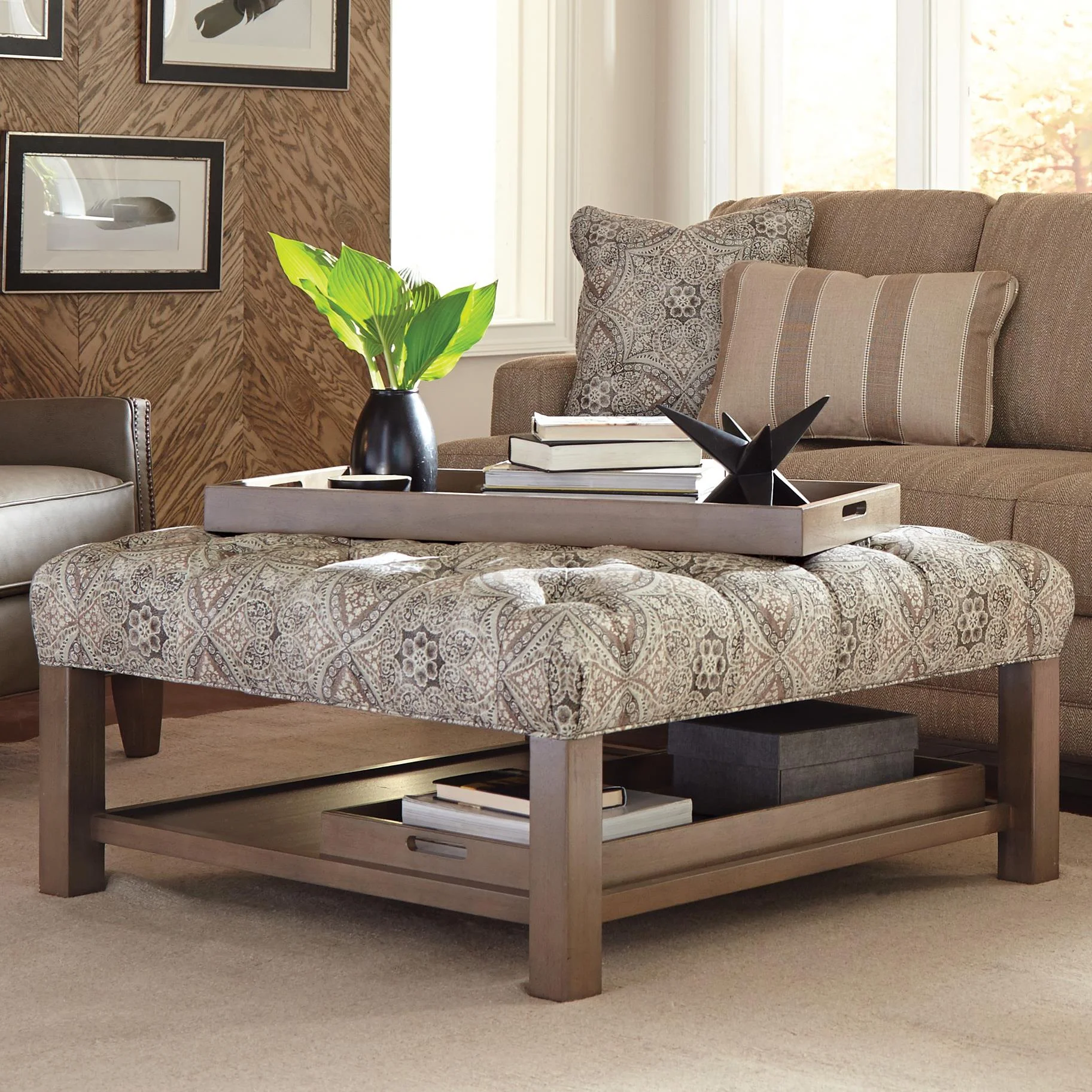 Craftmaster Accent Ottomans 024500 Cocktail Ottoman with ButtonTufting